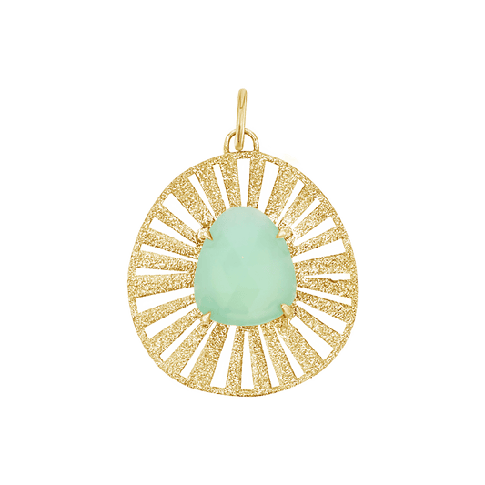 Chrysoprase Medallion Charm - Lotus Diamond