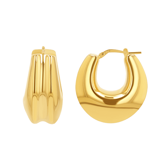 Chunky Deco Hoop Earrings - Lotus Diamond