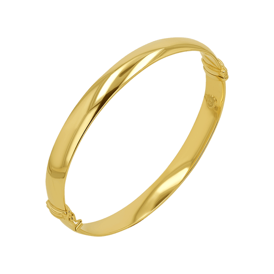 Chunky Hinged Bangle (7mm) - Lotus Diamond