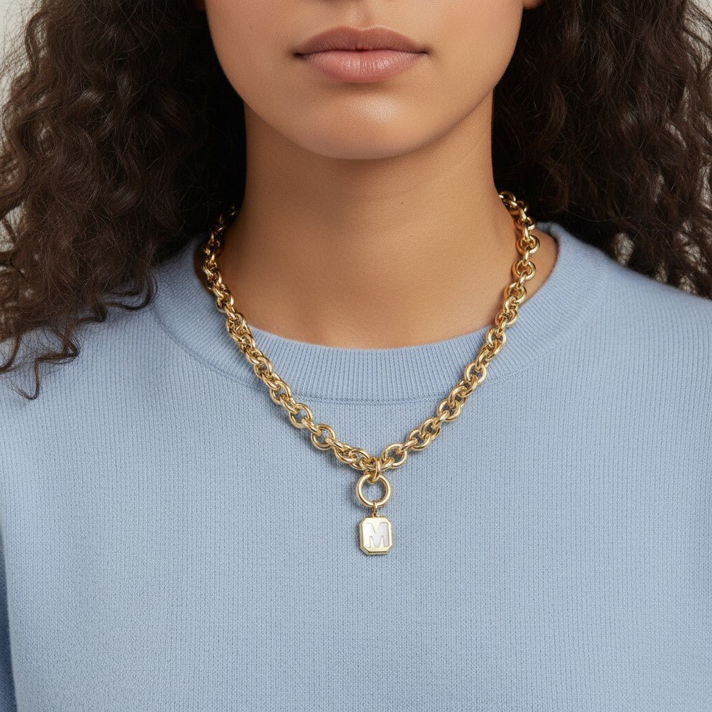 Chunky Round Charm Connector Clasp - Lotus Diamond