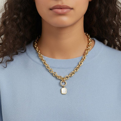 Chunky Round Charm Connector Clasp - Lotus Diamond