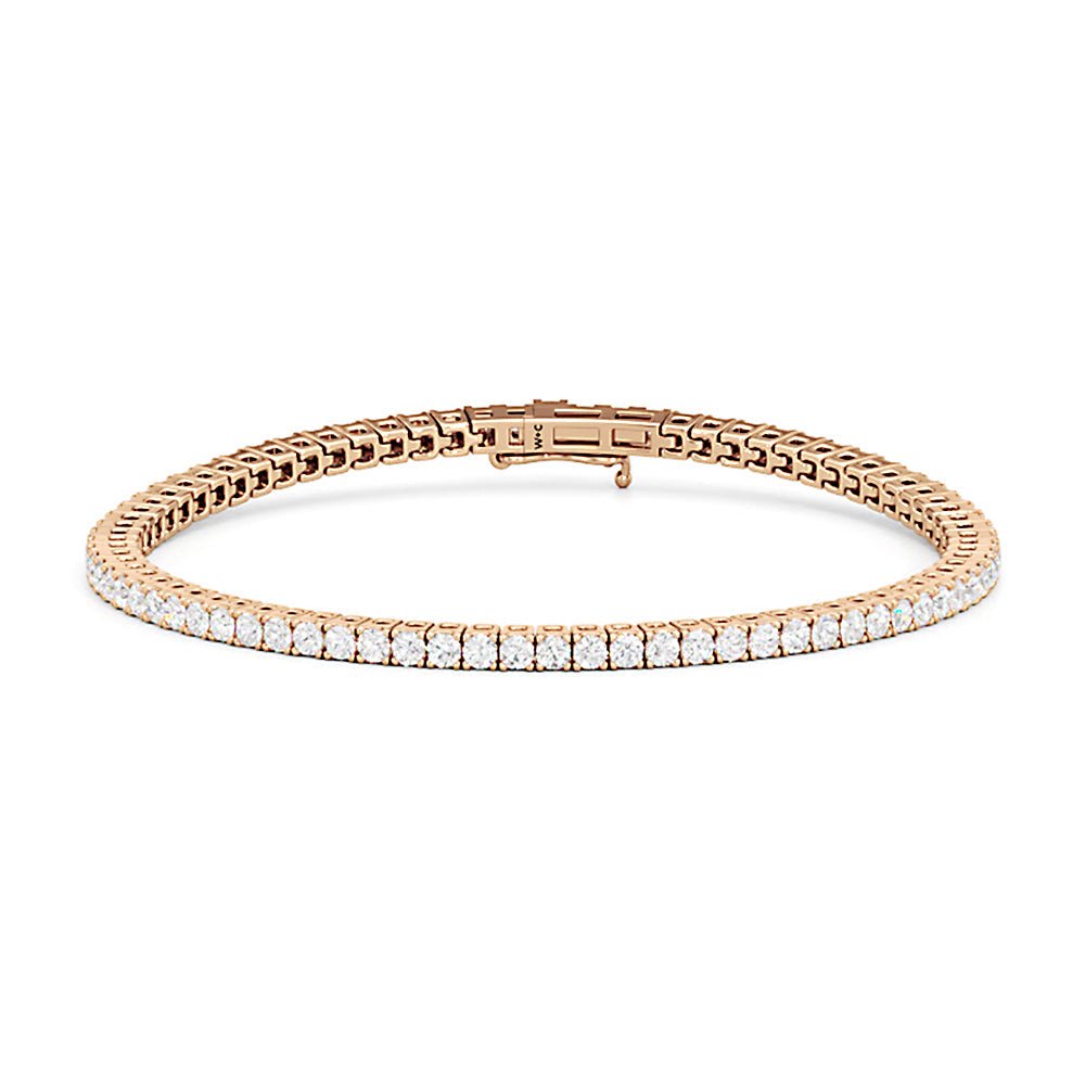 Classic 4 - Prong Round Lab Diamond Square Basket Tennis Bracelet - Lotus Diamond