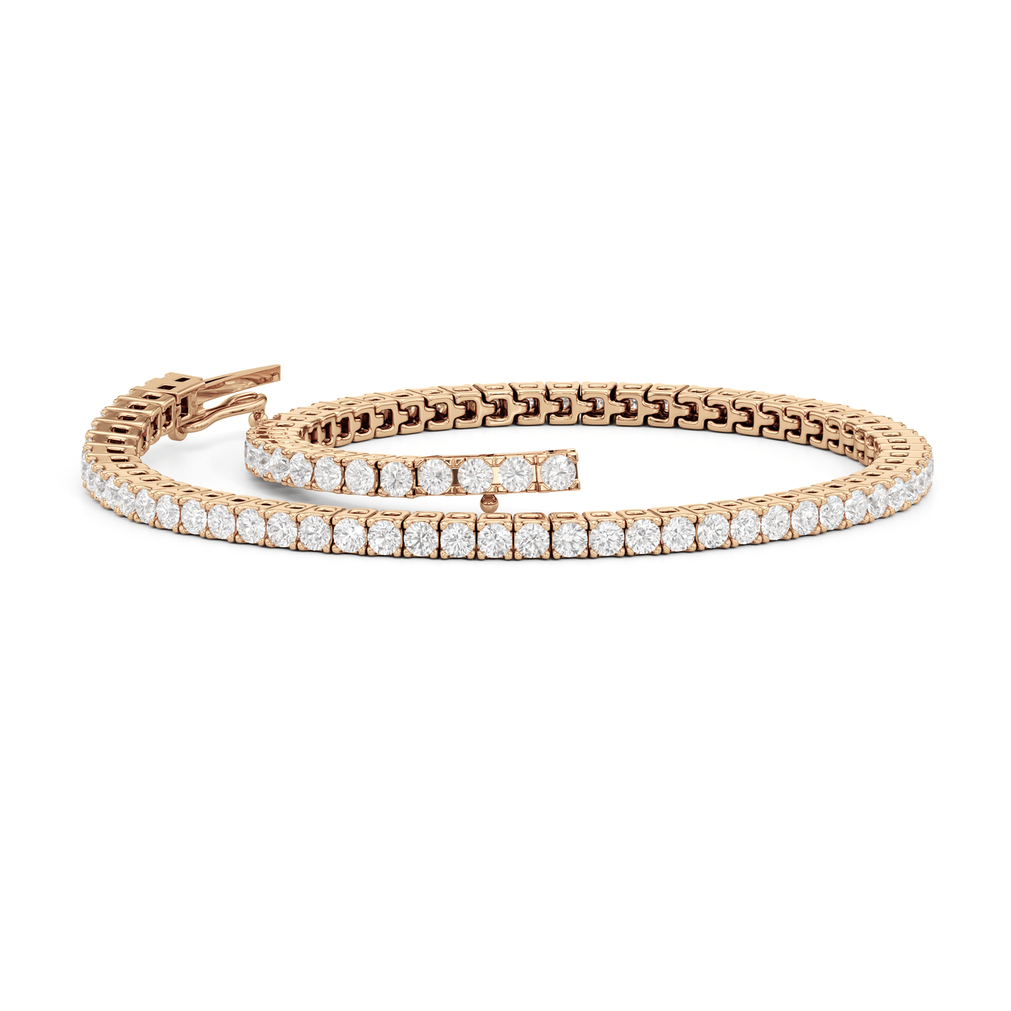 Classic 4 - Prong Round Lab Diamond Square Basket Tennis Bracelet - Lotus Diamond