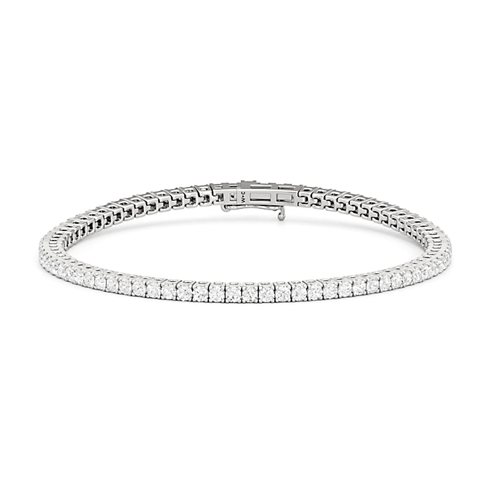 Classic 4 - Prong Round Lab Diamond Square Basket Tennis Bracelet - Lotus Diamond