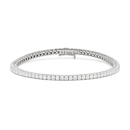 Classic 4 - Prong Round Lab Diamond Square Basket Tennis Bracelet - Lotus Diamond