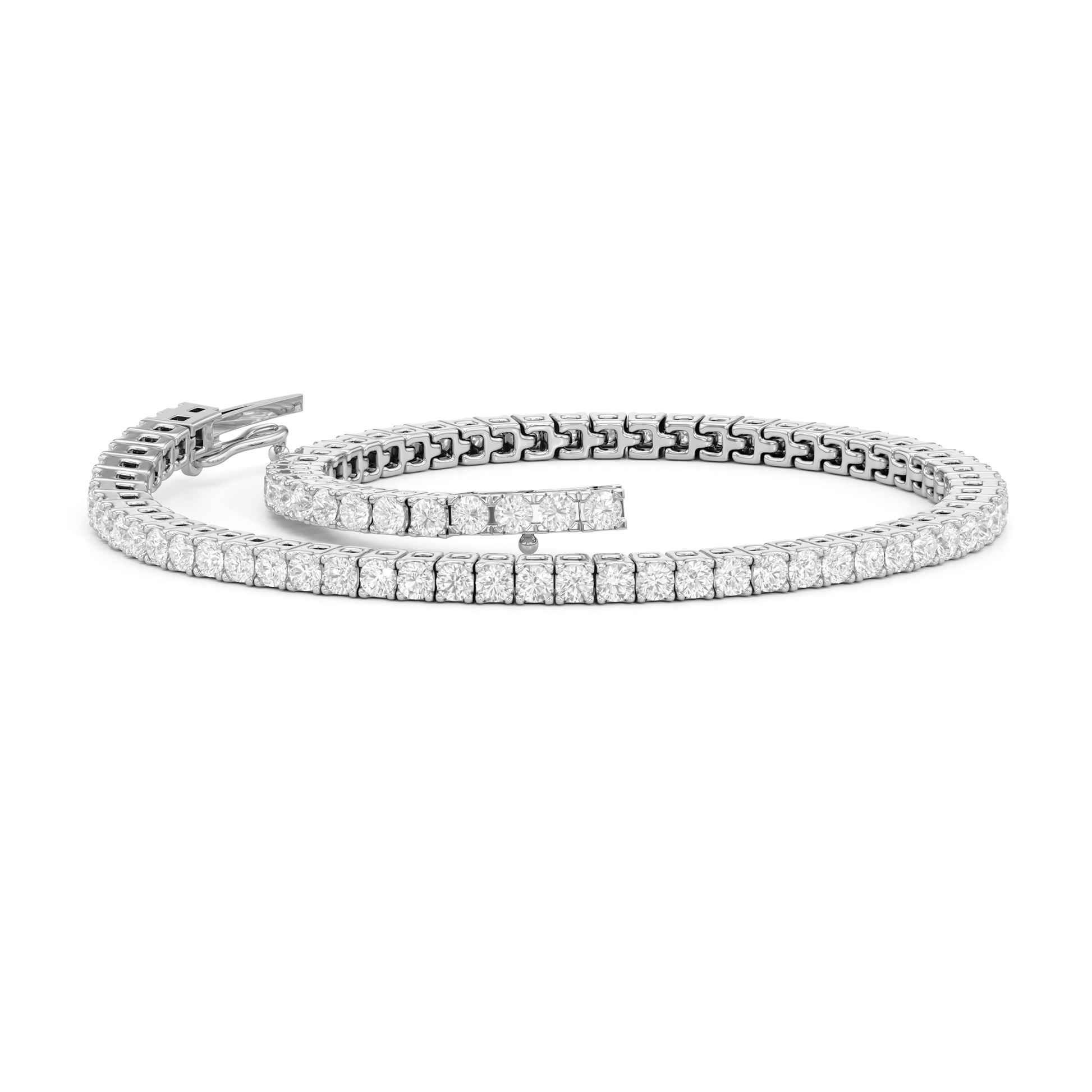 Classic 4 - Prong Round Lab Diamond Square Basket Tennis Bracelet - Lotus Diamond