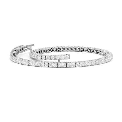 Classic 4 - Prong Round Lab Diamond Square Basket Tennis Bracelet - Lotus Diamond