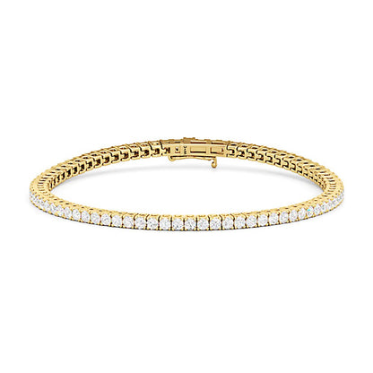 Classic 4 - Prong Round Lab Diamond Square Basket Tennis Bracelet - Lotus Diamond