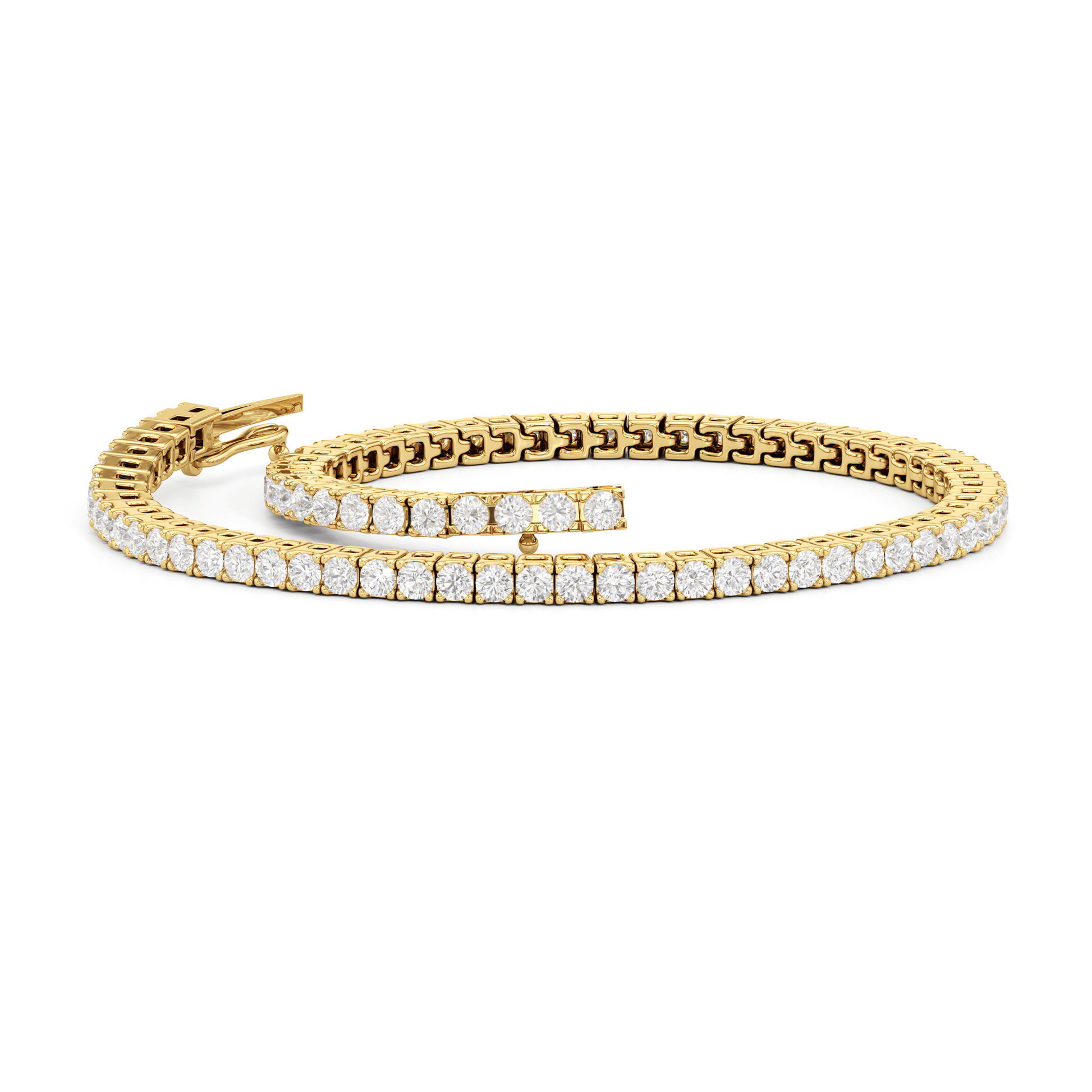Classic 4 - Prong Round Lab Diamond Square Basket Tennis Bracelet - Lotus Diamond