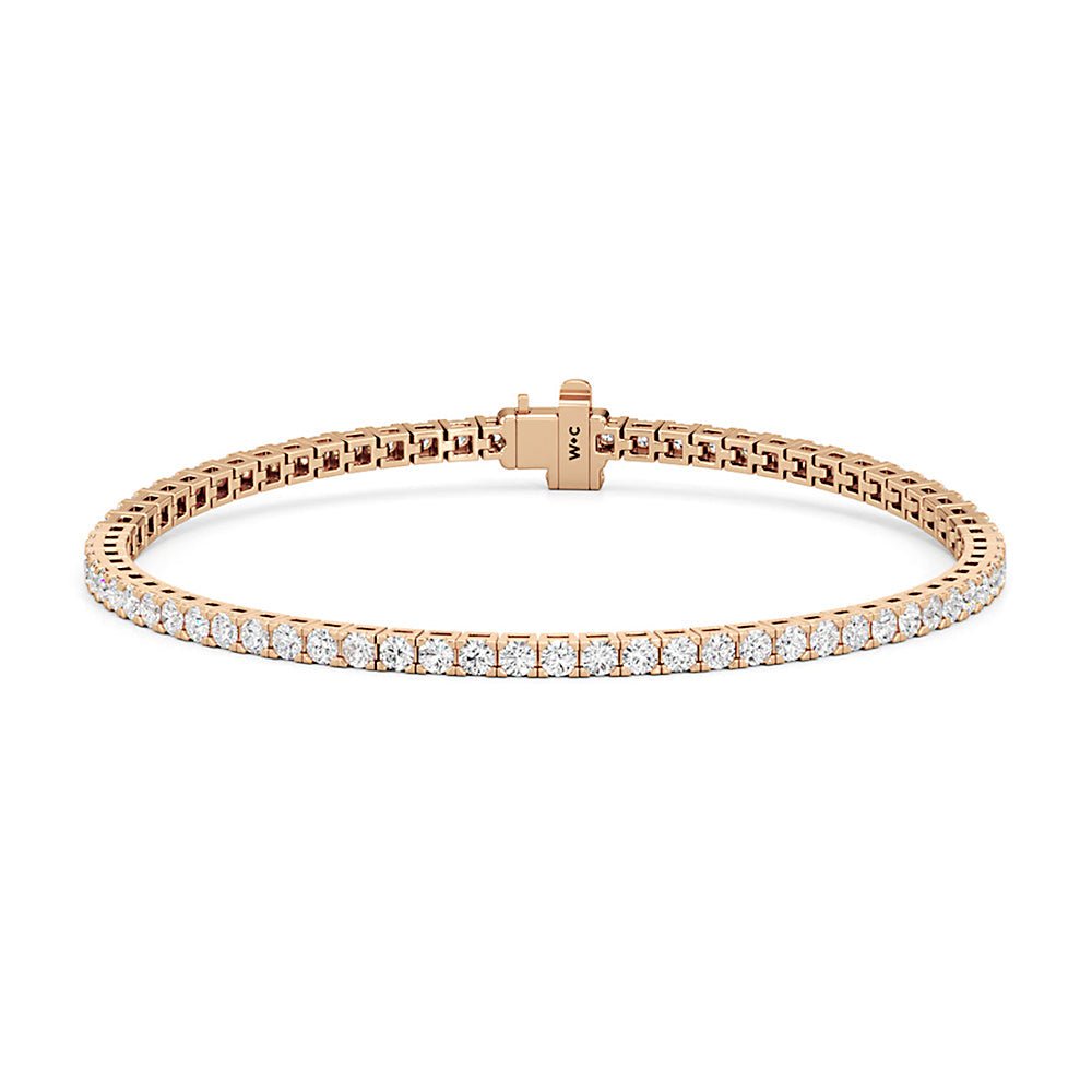 Classic 4 - Prong Round Lab Diamond Square Basket Tennis Bracelet - Lotus Diamond