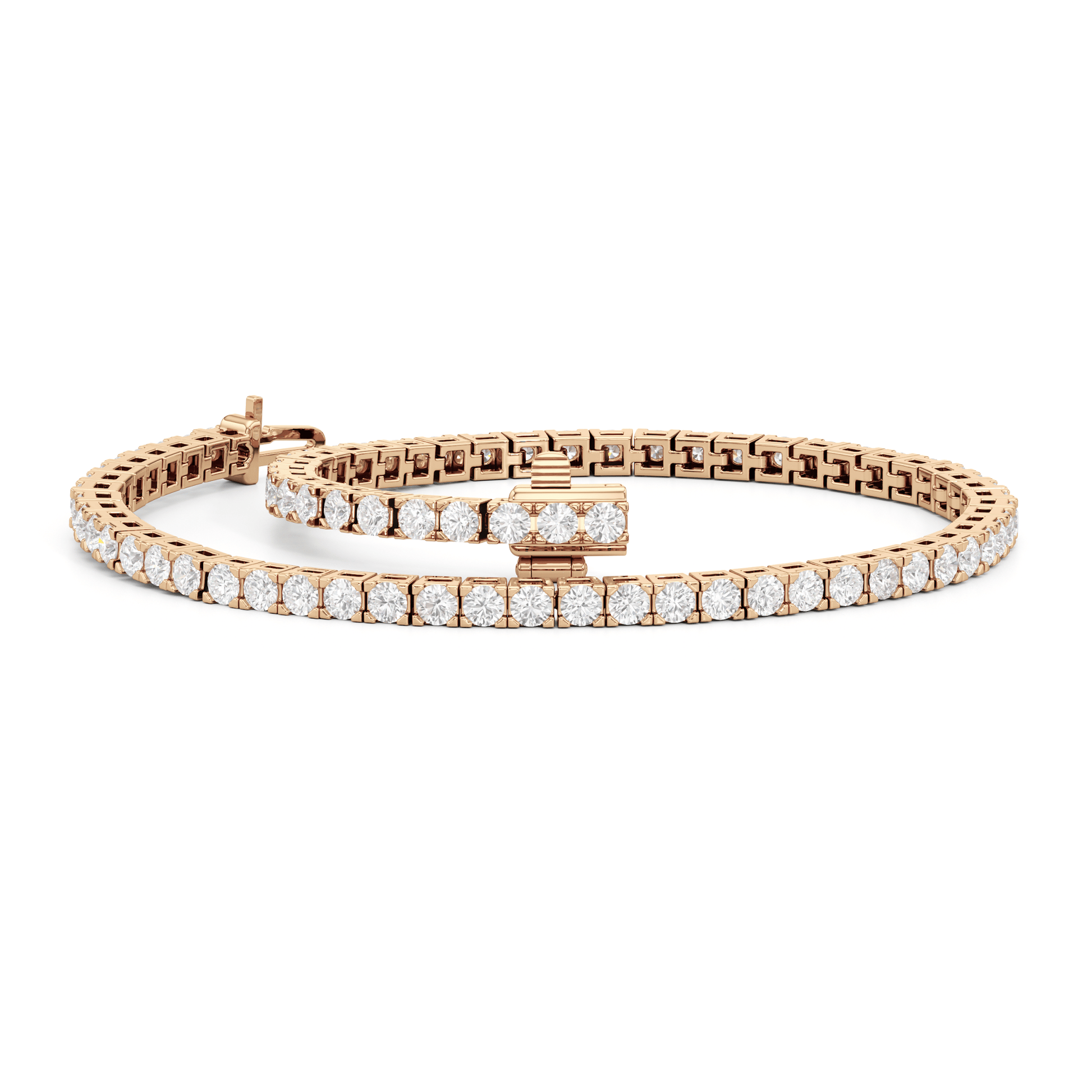 Classic 4 - Prong Round Lab Diamond Square Basket Tennis Bracelet - Lotus Diamond