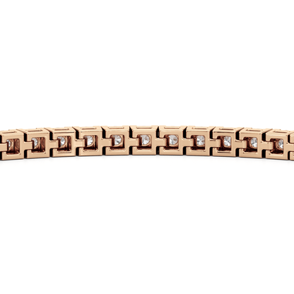 Classic 4 - Prong Round Lab Diamond Square Basket Tennis Bracelet - Lotus Diamond
