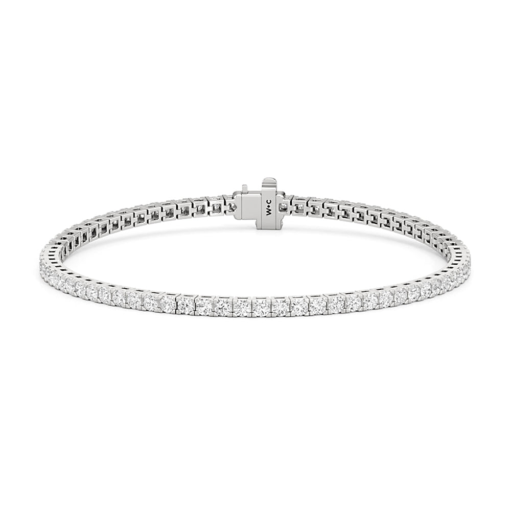 Classic 4 - Prong Round Lab Diamond Square Basket Tennis Bracelet - Lotus Diamond