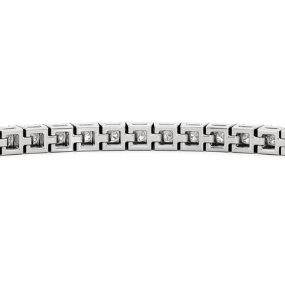 Classic 4 - Prong Round Lab Diamond Square Basket Tennis Bracelet - Lotus Diamond
