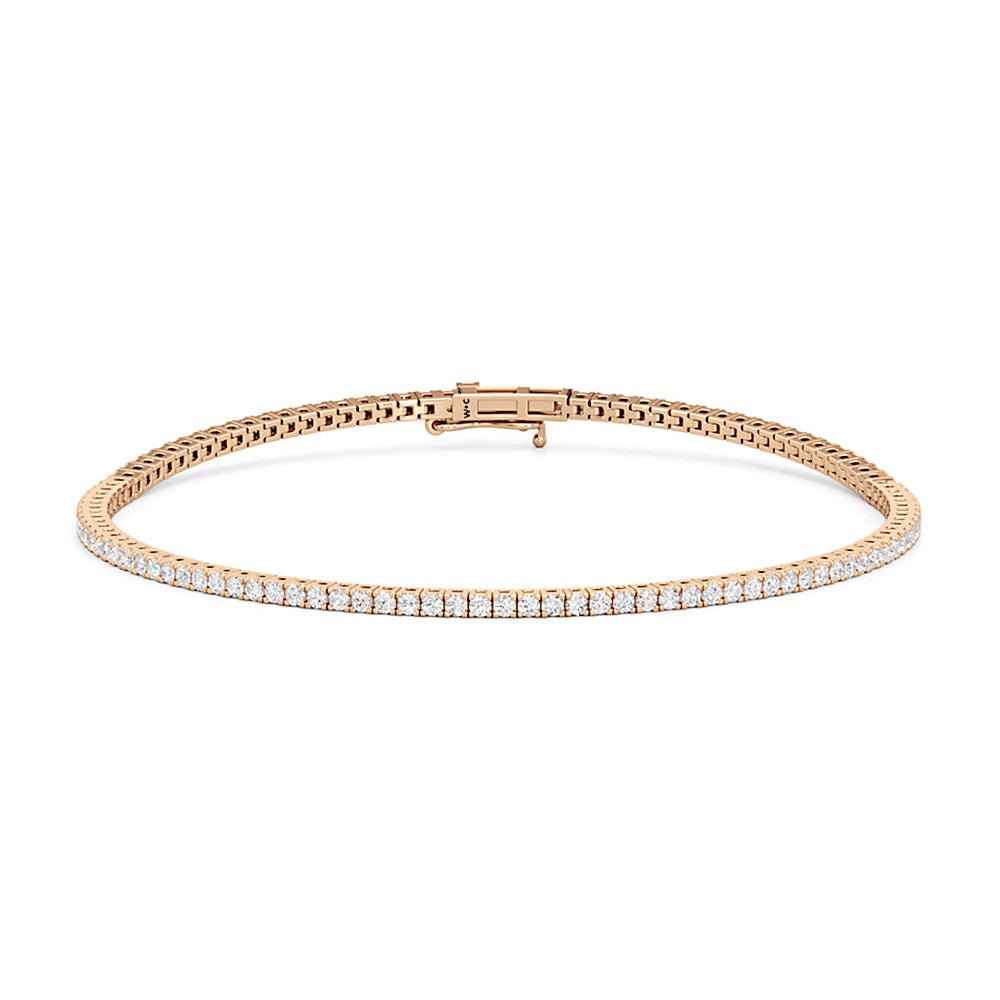 Classic 4 - Prong Round Lab Diamond Square Basket Tennis Bracelet - Lotus Diamond