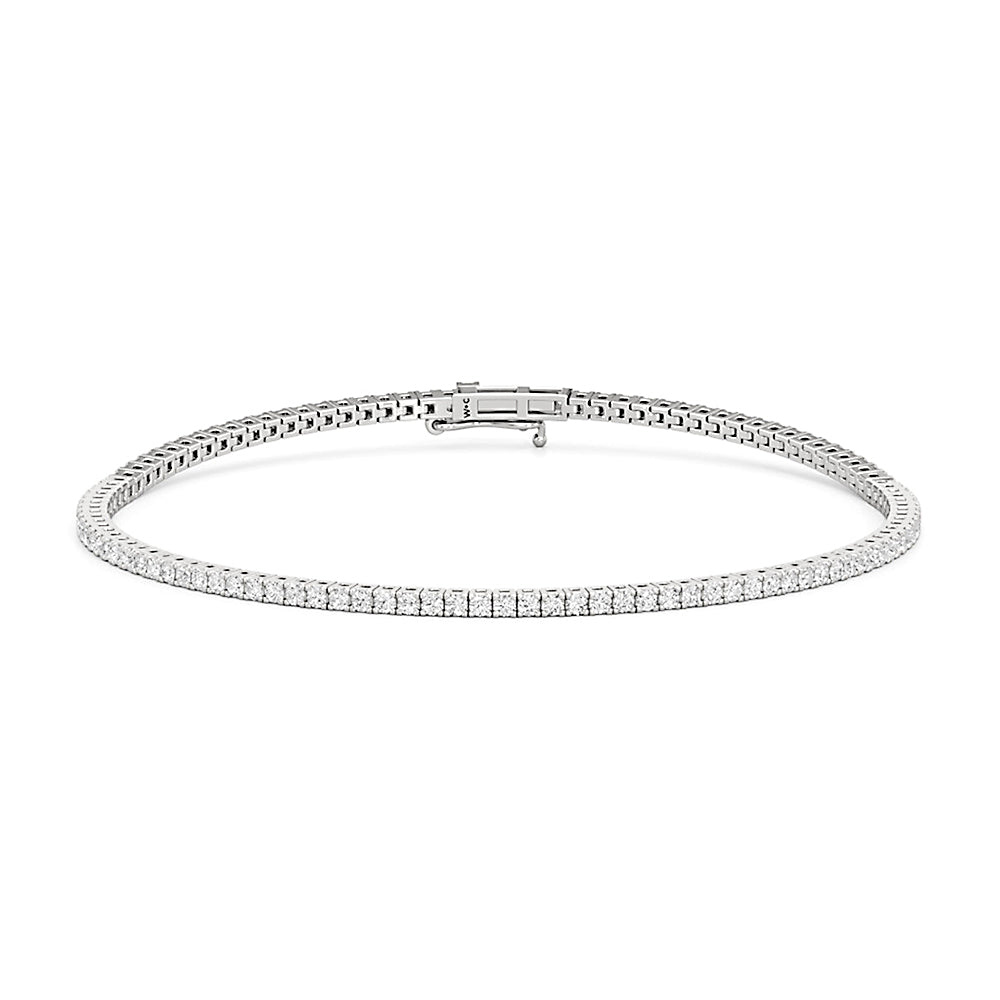 Classic 4 - Prong Round Lab Diamond Square Basket Tennis Bracelet - Lotus Diamond