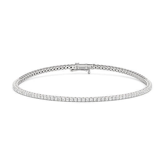 Classic 4 - Prong Round Lab Diamond Square Basket Tennis Bracelet - Lotus Diamond