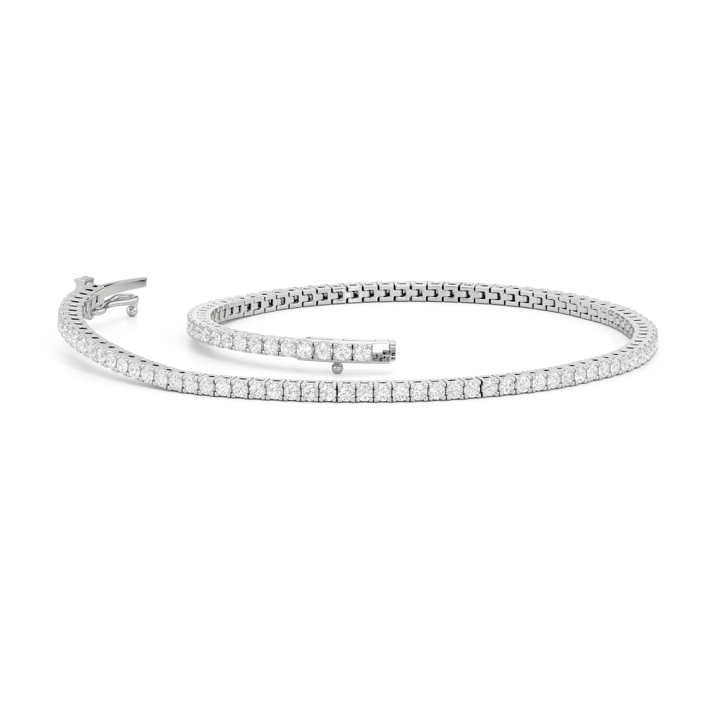 Classic 4 - Prong Round Lab Diamond Square Basket Tennis Bracelet - Lotus Diamond