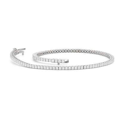 Classic 4 - Prong Round Lab Diamond Square Basket Tennis Bracelet - Lotus Diamond