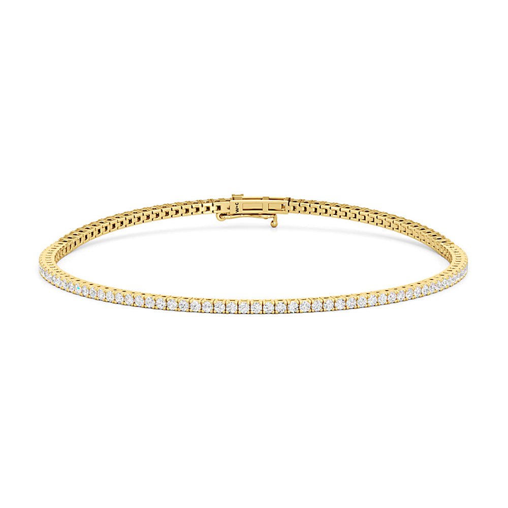 Classic 4 - Prong Round Lab Diamond Square Basket Tennis Bracelet - Lotus Diamond