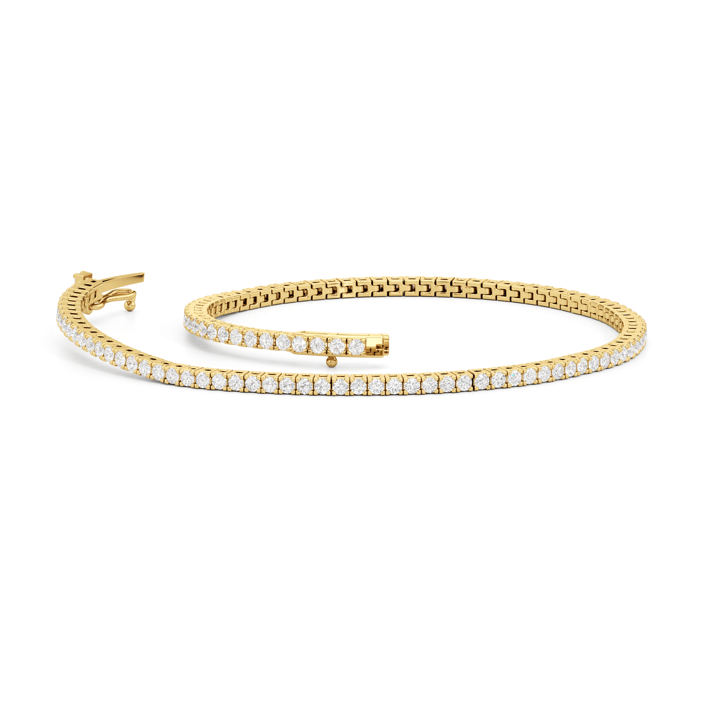 Classic 4 - Prong Round Lab Diamond Square Basket Tennis Bracelet - Lotus Diamond