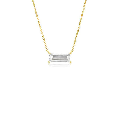 Classic small baguette 18K yellow gold diamond Pendant - Lotus Diamond