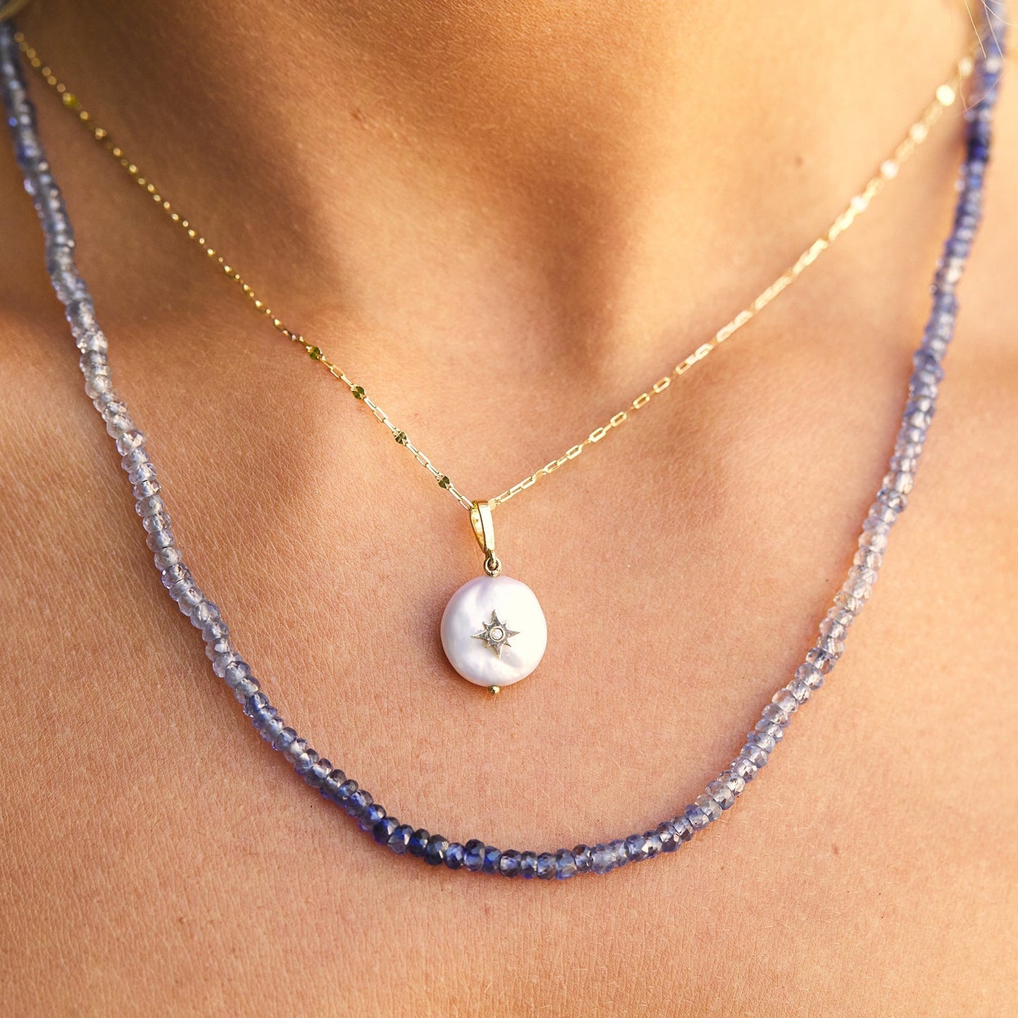 Coin Pearl Diamond Starburst Charm - Lotus Diamond
