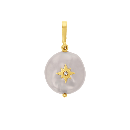 Coin Pearl Diamond Starburst Charm - Lotus Diamond