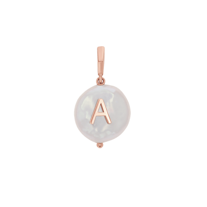 Coin Pearl Initial Charm - Lotus Diamond