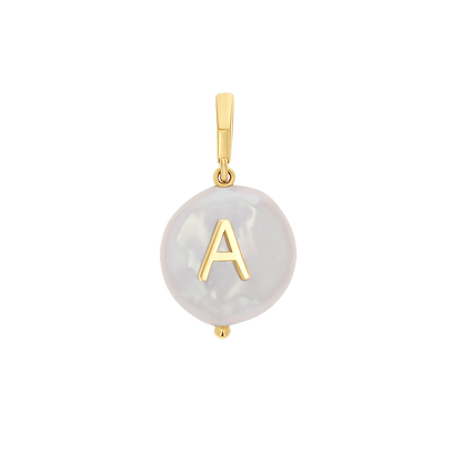 Coin Pearl Initial Charm - Lotus Diamond