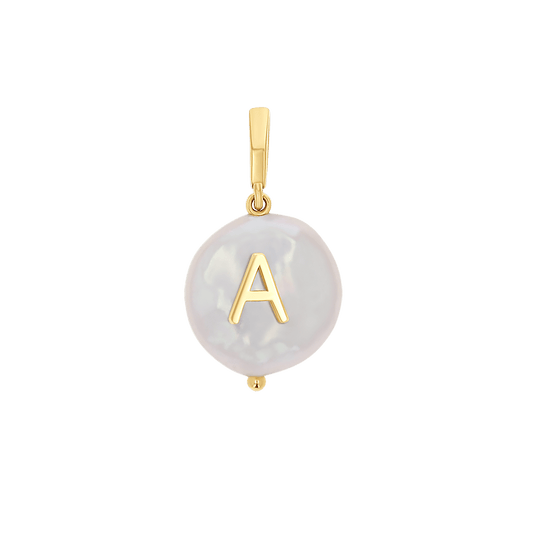 Coin Pearl Initial Charm - Lotus Diamond