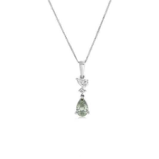 Coloured green pear - shaped lab - grown diamond Pendant - Lotus Diamond