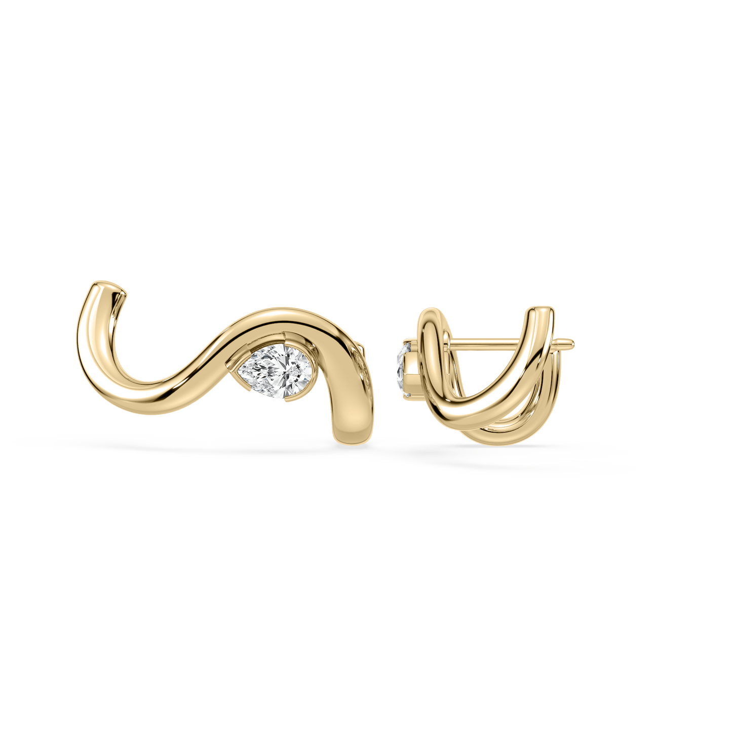Coquette Lab Diamond Curve Stud - Lotus Diamond