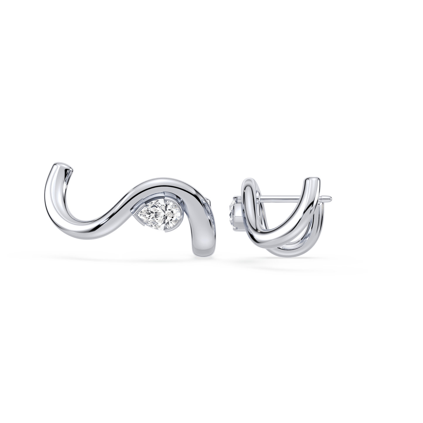Coquette Lab Diamond Curve Stud - Lotus Diamond