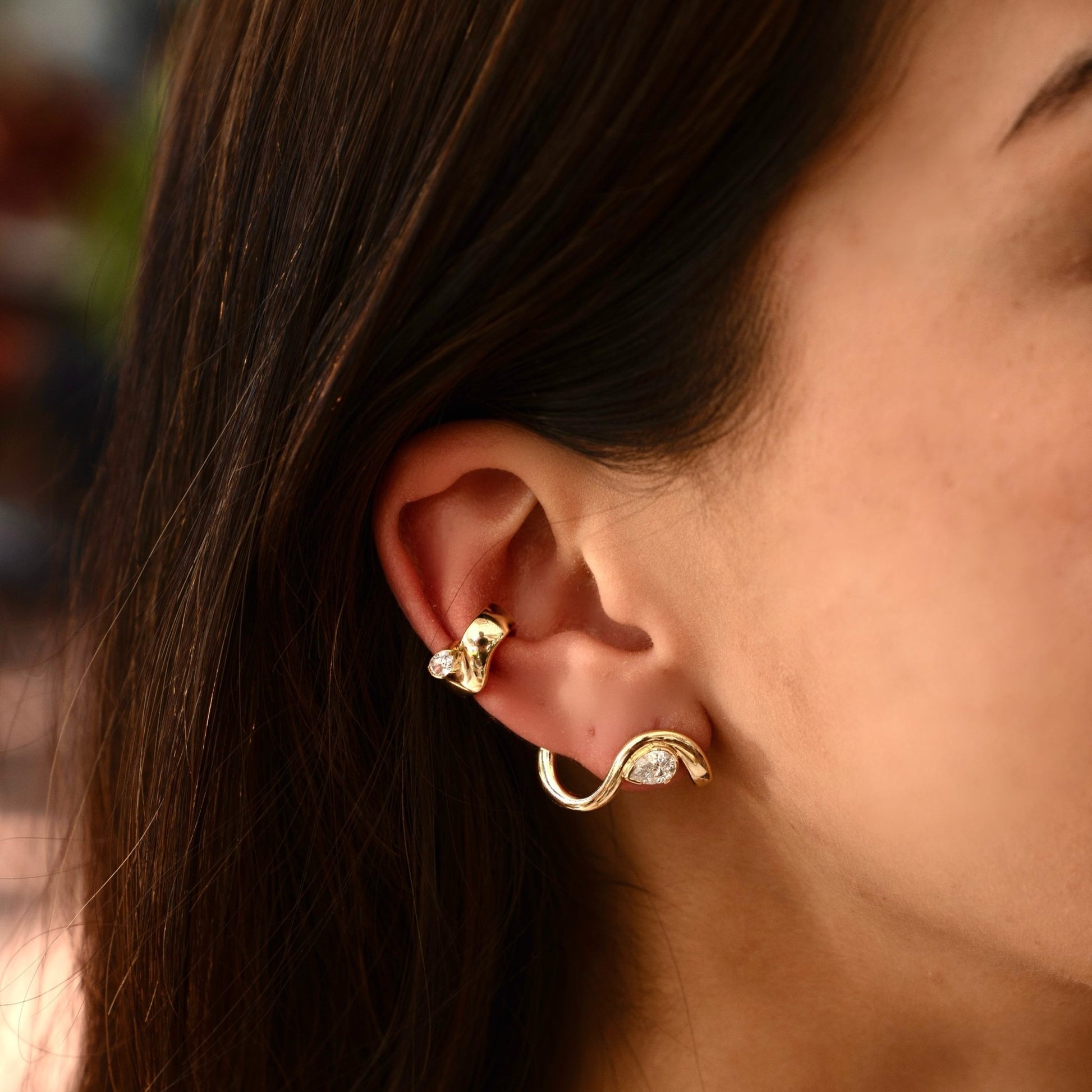Coquette Lab Diamond Ear Cuff - Lotus Diamond