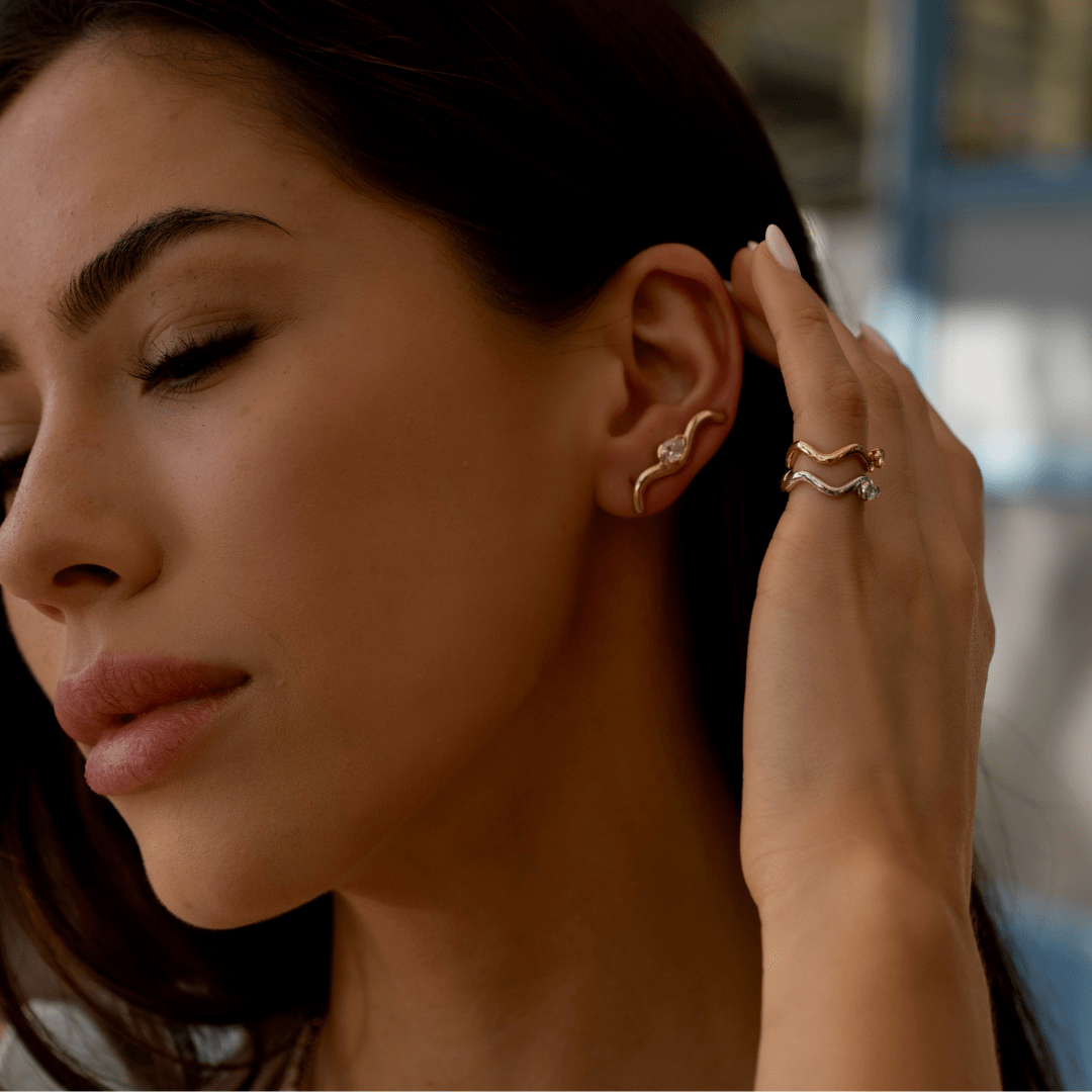 Coquette Lab Diamond Pear Ear Pin - Lotus Diamond