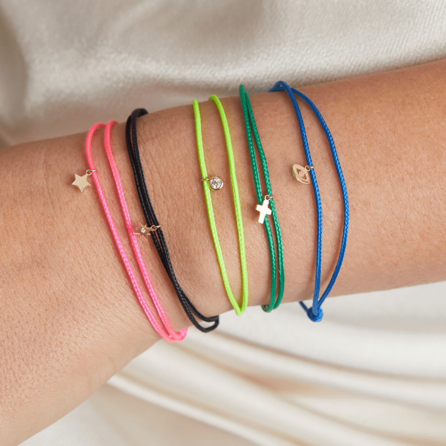 Cord Charm Bracelet - Lotus Diamond