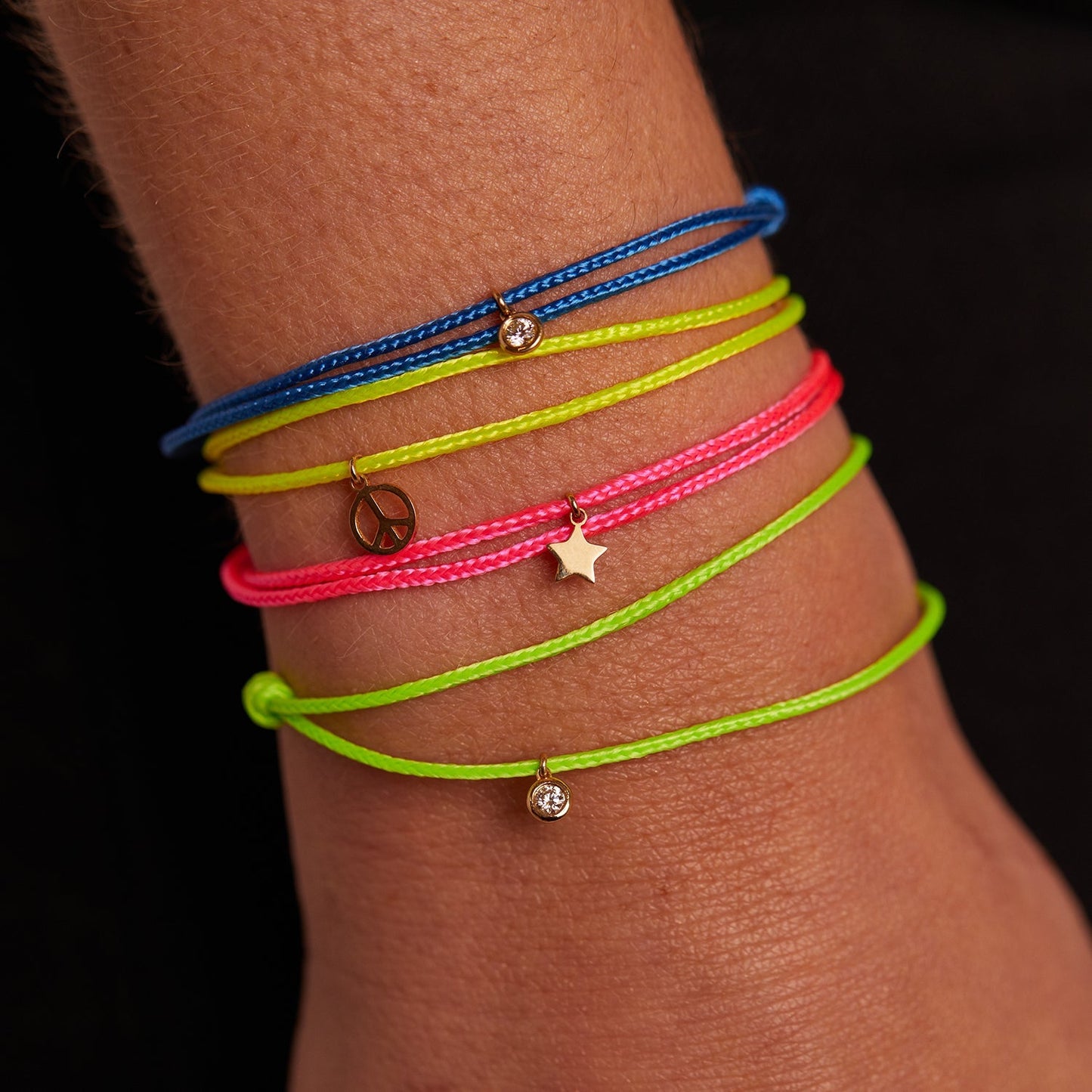 Cord Charm Bracelet - Lotus Diamond