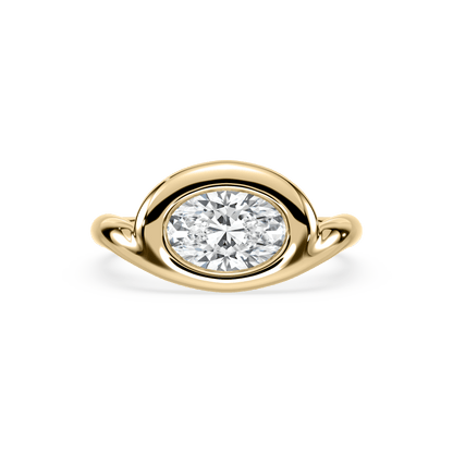 Cove 18K Yellow 1.50 CT Lab Oval Diamond Ring Size 6.5 - Lotus Diamond