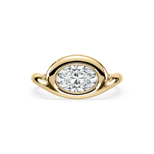 Cove 18K Yellow 1.50 CT Lab Oval Diamond Ring Size 6.5 - Lotus Diamond