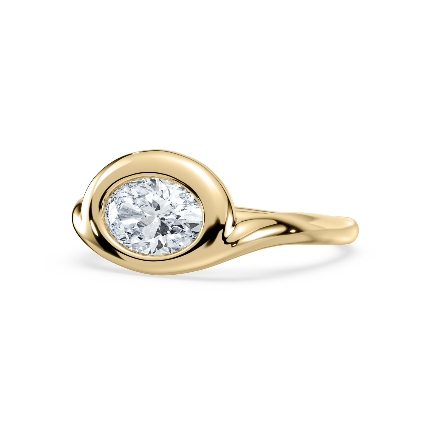Cove 18K Yellow 1.50 CT Lab Oval Diamond Ring Size 6.5 - Lotus Diamond