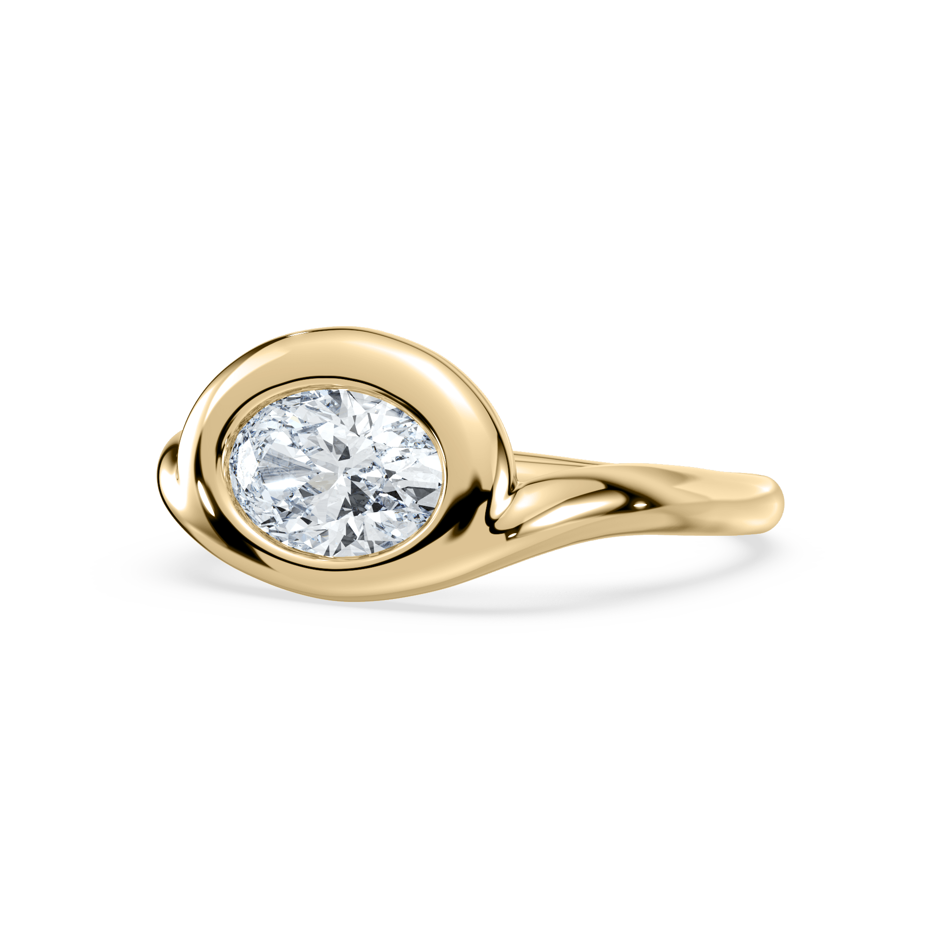 Cove 18K Yellow 1.50 CT Lab Oval Diamond Ring Size 6.5 - Lotus Diamond