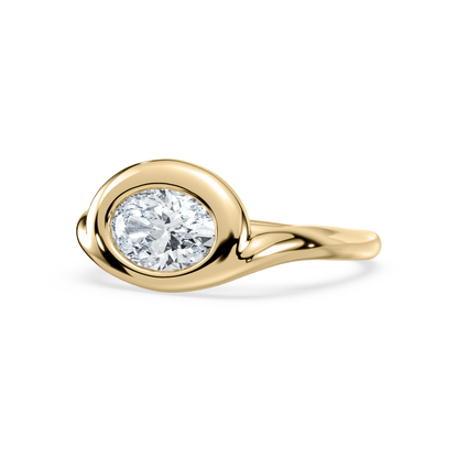 Cove 18K Yellow 1.50 CT Lab Oval Diamond Ring Size 6.5 - Lotus Diamond