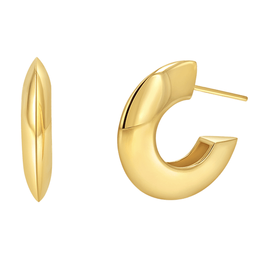 Crescent Dome Hoop Earrings - Lotus Diamond