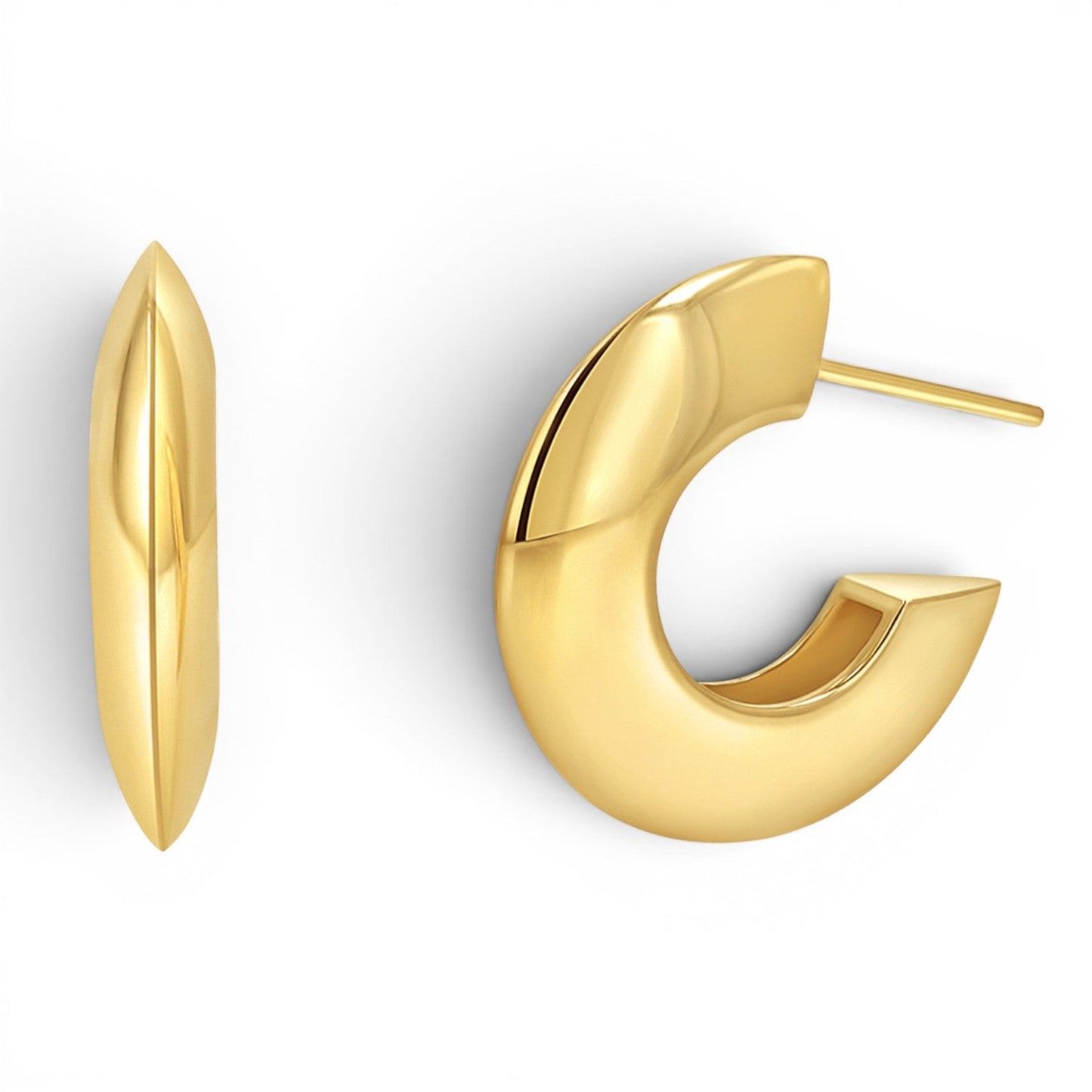 Crescent Dome Hoop Earrings - Lotus Diamond