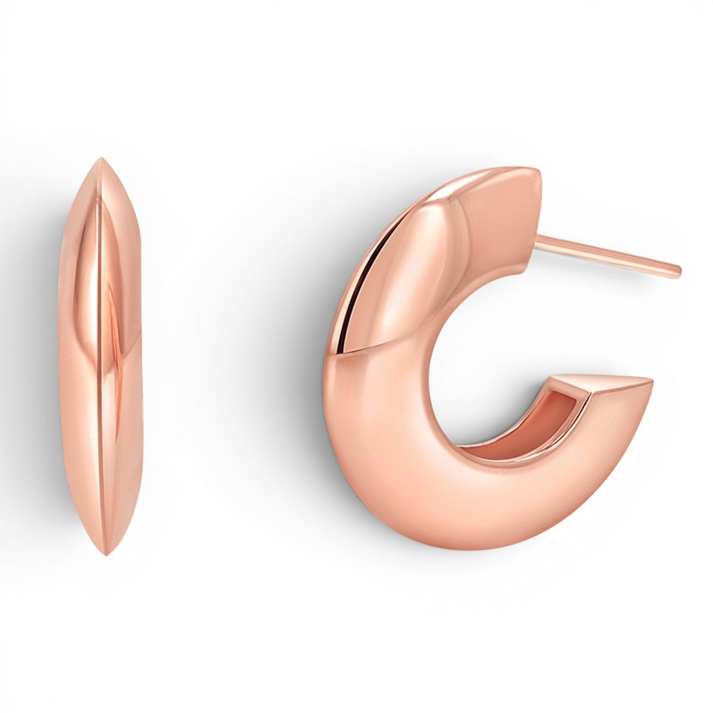 Crescent Dome Hoop Earrings - Lotus Diamond