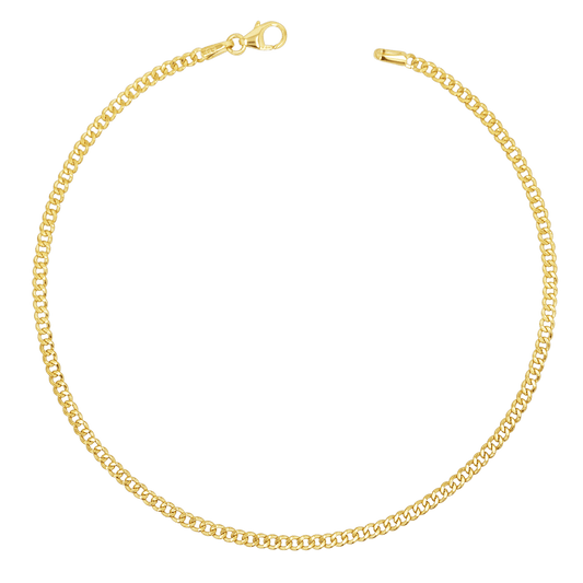 Cuban Curb Link Anklet - Lotus Diamond