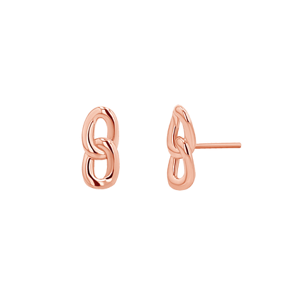 Cuban Curb Link Stud Earrings - Lotus Diamond