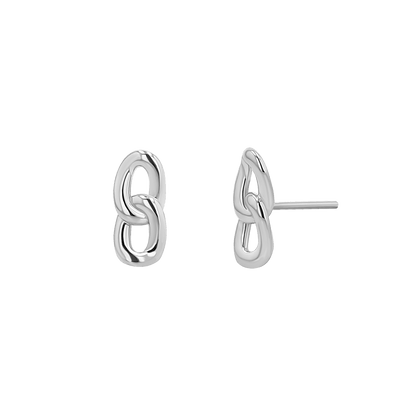 Cuban Curb Link Stud Earrings - Lotus Diamond