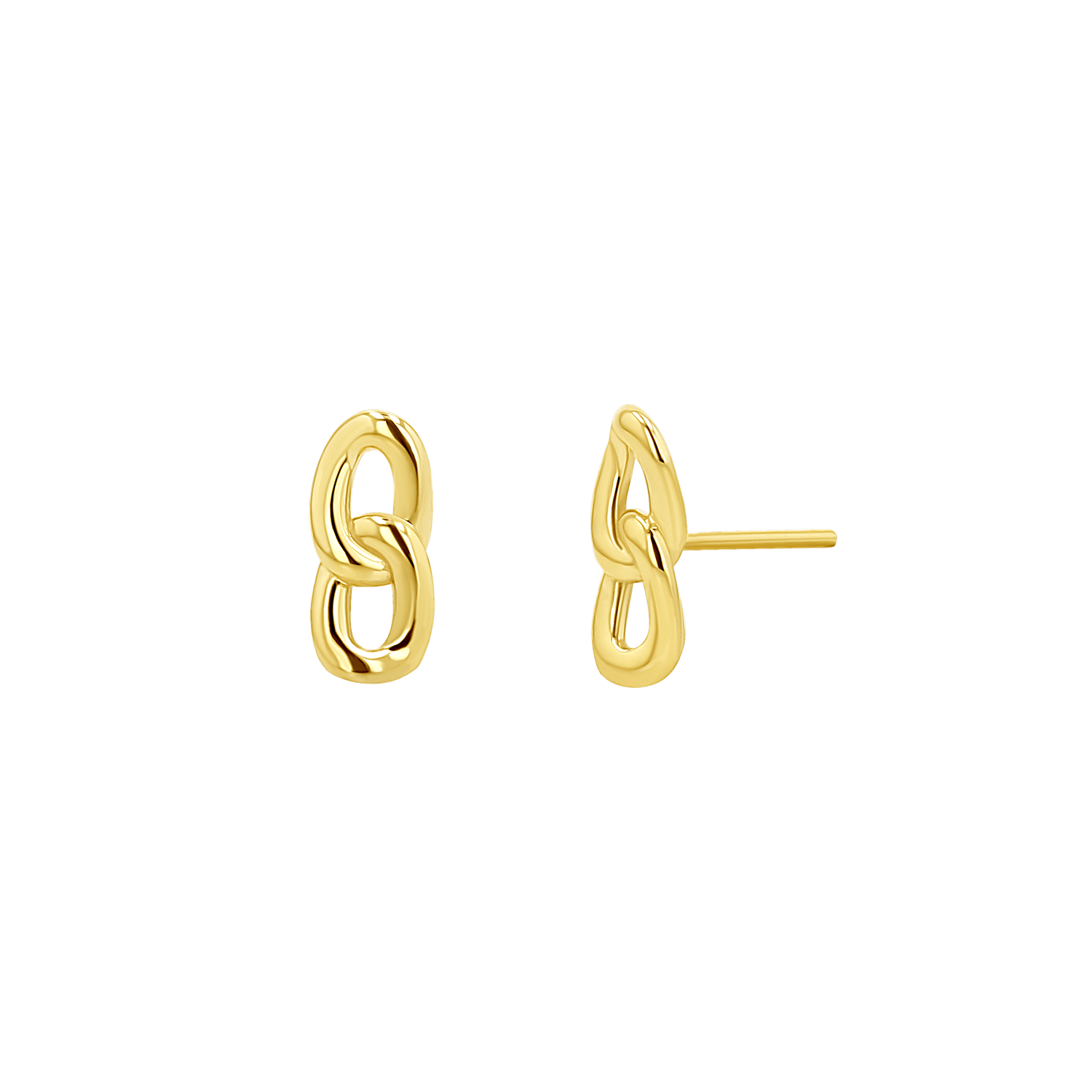 Cuban Curb Link Stud Earrings - Lotus Diamond